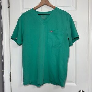 FIGS Leon Men's Scrub Top PO#2858 Surgical Green V-Neck Pocket Large FM1500